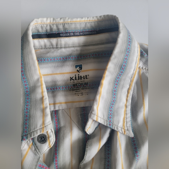 Kuhl Vertical Stripe Button Down Short Sleeve Shirt Size M - Picture 4 of 10